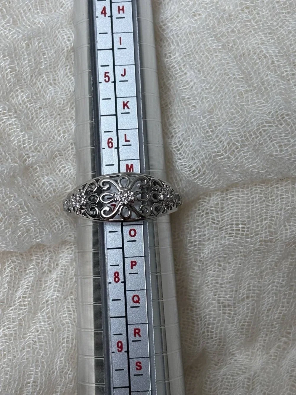 925 Sterling Silver Filigree Flower Ring, Size 7